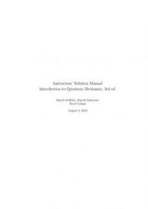 Introduction to Quantum Mechanics – Solution Manual