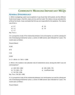 COMMUNITY MEDICINE IMPORTANT MCQs